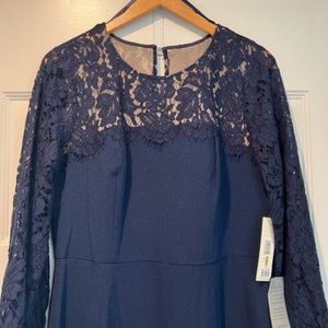 Navy, long sleeve Ladies dress, Size 14